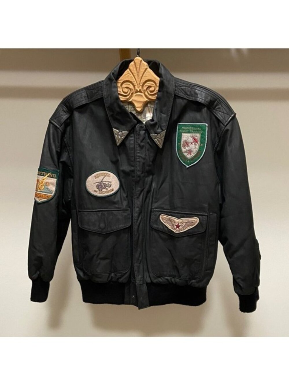 Vintage Men's  Small Learsi International Pilot Bomber Jacket Genuine Leather